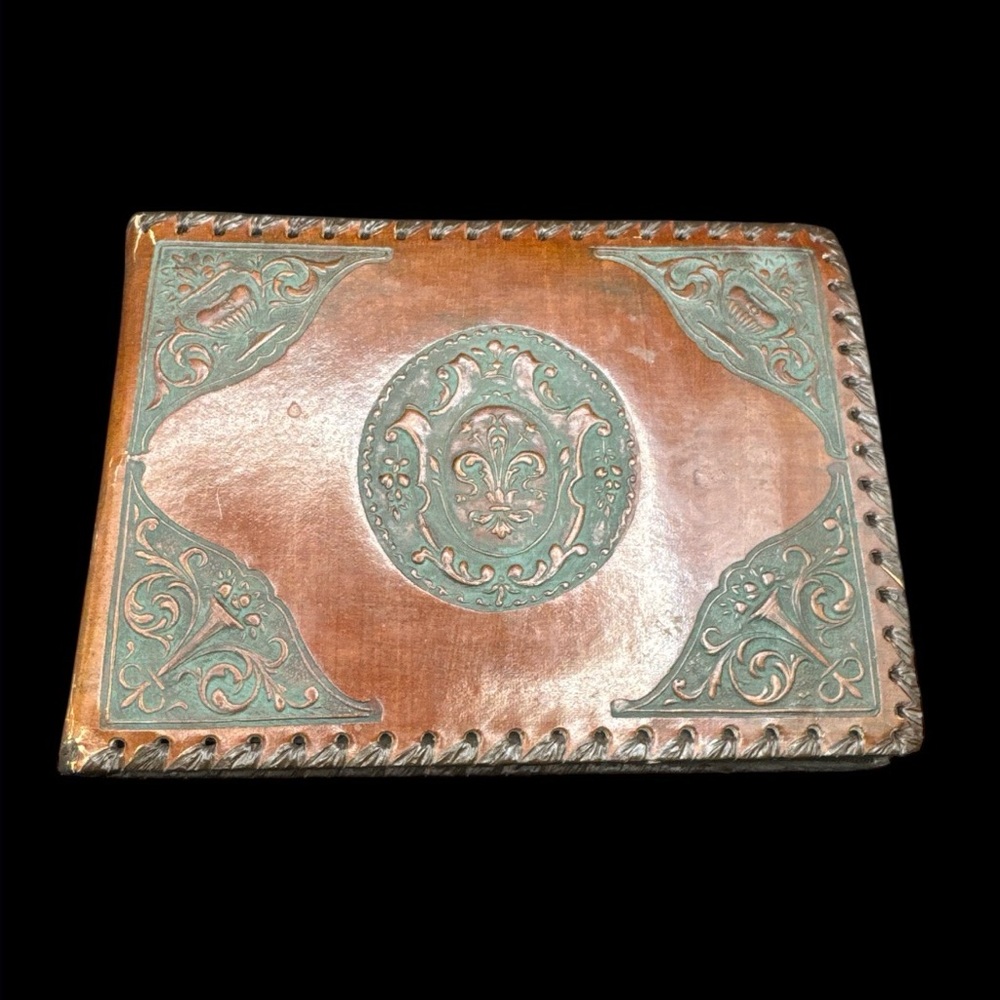Vintage Gothic Victorian Spooky Hand Tooled Leather Spider Web Paper Photo Album